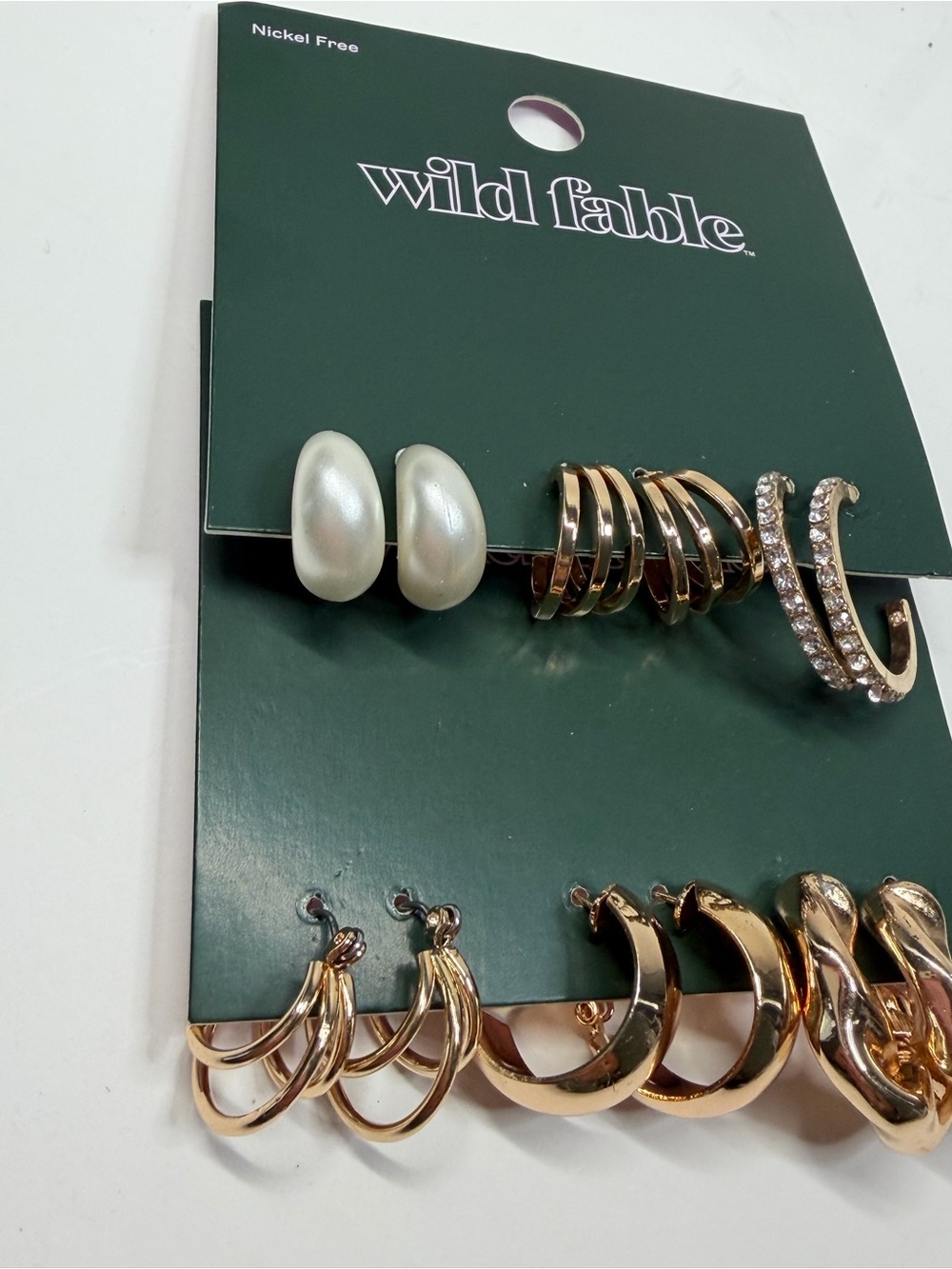 Set of 2 wild fable Gold-Tone Earring Multi-Pack with Pearl and Crystal Accents